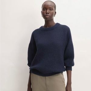 Everlane Womens Medium FINE SOFT ALPACA WOOL sweater Navy Blue Drop Sleeve